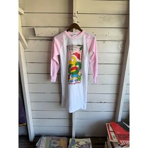 Vintage 1990 The Simpsons Bart Simpson Christmas Nightgown Pink Raglan Kids 12